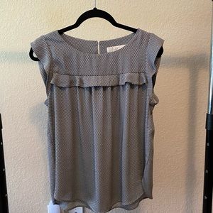 Loft sleeveless blouse - Sz Medium - Navy/White